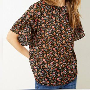 Loft Floral Sheer Tie-Back Blouse, Size XL